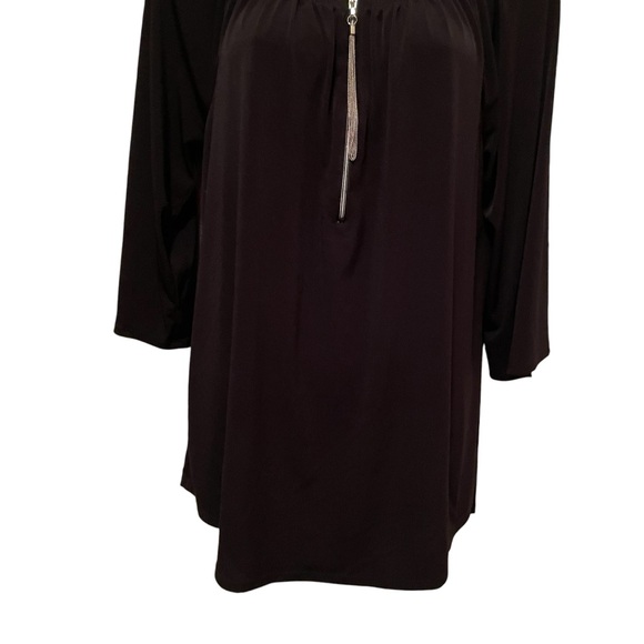 Chicos Black Stretchy Shirt 1/4 Zip with Tassel Size Small - Picture 3 of 9
